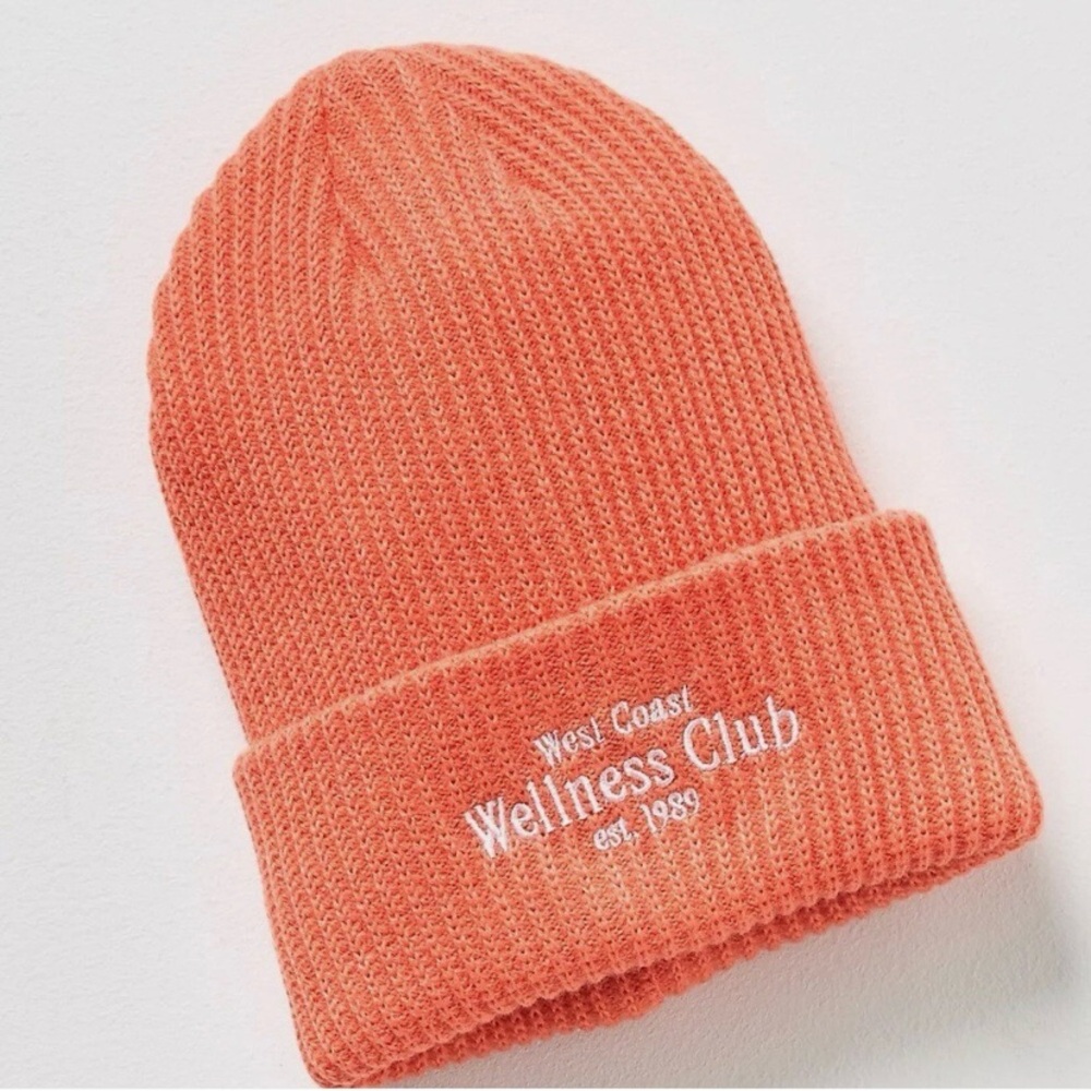 NWT! Anthropologie Daily Practice Sport Club Knit Beanie; Coral Color